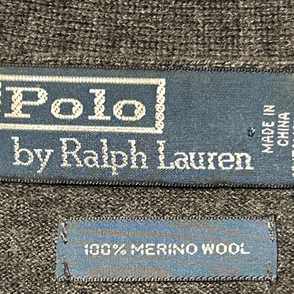 Polo Ralph Lauren Mens Merino Wool Cardigan‎ Sweater Gray V-Neck Button Front L